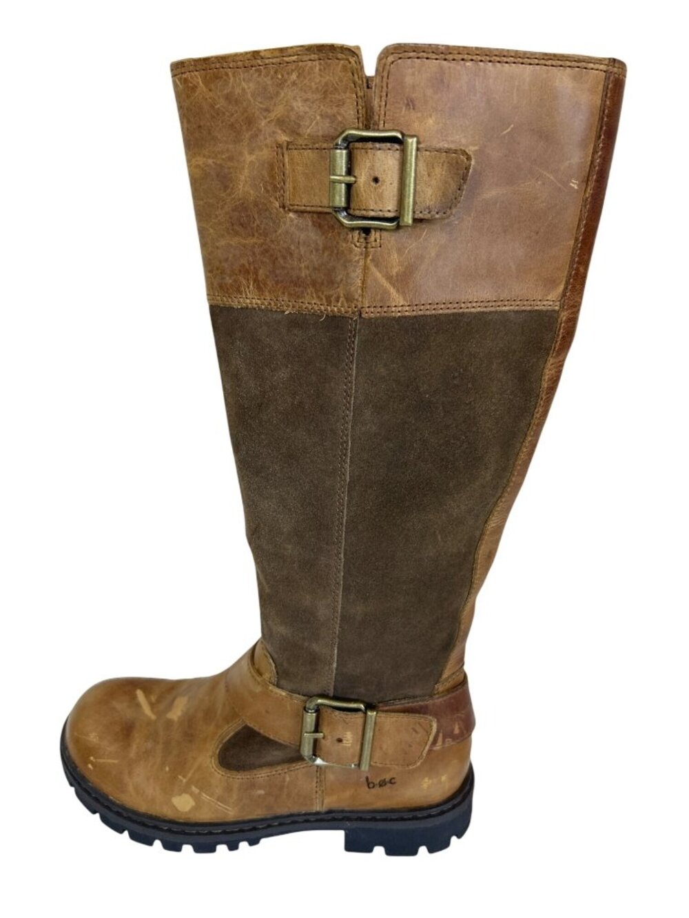 B.O.C Born Brown Leather Suede Riding Boots Women's 6M Buckle Tall Boots Rustic - Picture 3 of 11